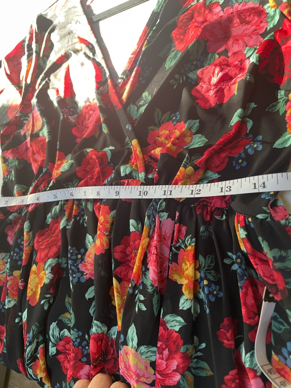 Torrid MINI CHIFFON AND STUDIO
KNIT SURPLICE
DRESS Black Floral Dress - Picture 14 of 17